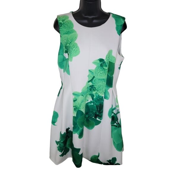 Calvin Klein fit & flare orchid floral print dress size Small - Picture 1 of 5